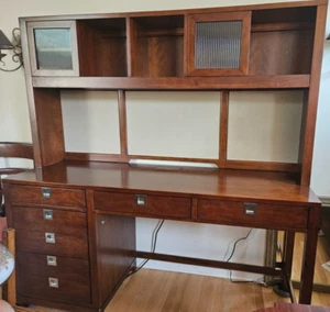 Large Hooker Writing Desk / Executive Desk Solid Cherry 36" High for Tall People - Picture 1 of 11