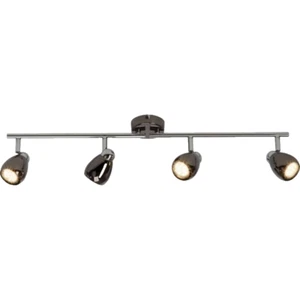 Lampadario x parete barra metallo 4 faretti 50W vetro nero luci Brilliant Milano - Foto 1 di 11