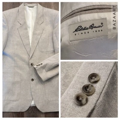 Eddie Bauer LINEN Cotton Blend BLAZER SPORT COAT MEN’S T44 Made In USA - Image 1 of 4