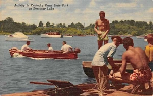Aktivität im Kentucky Dam State Park Bootsszene auf dem Kentucky Lake Vintage Postkarte - Bild 1 von 2