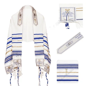 ROYAL BLUE Messianic Christian Prayer Shawl & Tallit Bag Large Size 33" x 73" - Picture 1 of 5