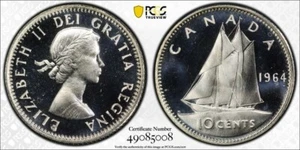 1964 Canada Gem PL Ten Cents Dime PCGS PL 67 Cam - Bild 1 von 1