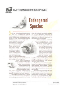 #499 32c Endangered Species MS15 #3100-3103 USPS Commemorative Stamp Panel - Picture 1 of 1