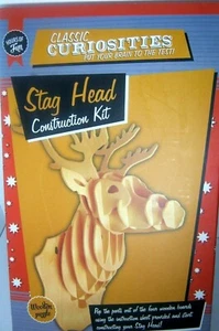3D Stag Head Wooden Construction Kit Classic Curiosities Puzzle New In Box - Picture 1 of 3