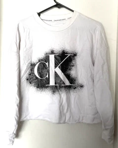 Pantalones de mezclilla Calvin Klein blancos con logotipo CK manga larga cuello redondo talla M - Imagen 1 de 7