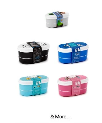 Stacked Bento Box Lunch Box with Cutlery-Various Designs - Image 1 of 2