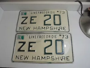 Vintage NH New Hampshire Plate PAIR Barn find 1973 73 ZE 20 - Picture 1 of 2