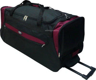 "Charlie Sport" 36" Polyester Rolling Duffel Wheeled Luggage Suitcase-Burgundy - Image 1 of 4