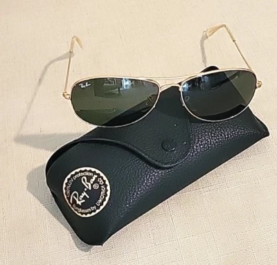 GAFAS DE SOL RAY BAN DORADO VIDRIO POLARIZADO LENTE CABINA AVIADOR Y ESTUCHE, excelentes Foto 1 de 4