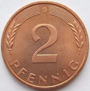Münze Bundesrepublik Deutschland 2 Pfennig 1987 G in Stempelglanz - Picture 1 of 2