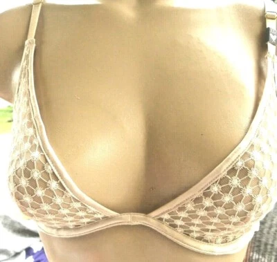 Victoria's Secret винтажный бюстгальтер 32C без подкладки погружения с ремешками чистый боковой застежки атлас - Изображение 1 из 4