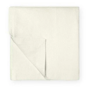 $808 SFERRA PERRIO COTTON QUEEN BLANKET SHAM 3p SET COVERLET BEDCOVER IVORY NEW - Picture 1 of 6