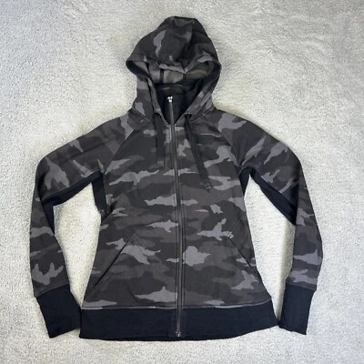 Athleta Hoodie Womens Medium Black Gray Camo Triumph Printed Full Zip Sweatshirt - Image 1 of 4