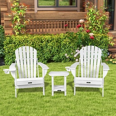 Juego de 2 sillas plegables Adirondack con mesa auxiliar, sillas de patio de exterior Foto 1 de 4