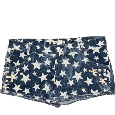 Pantalones cortos de mezclilla Fun Star estampados azules con tachuelas Lg Foto 1 de 4