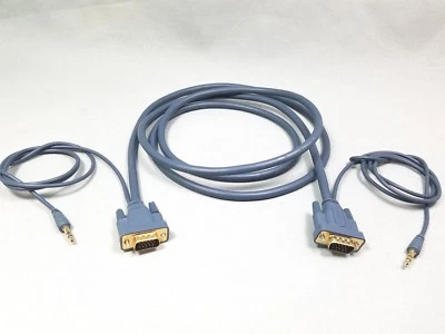 Grey Rocketfish RF-PCC121 SVGA / 3.5mm Stereo Audio 6ft Cable USED Connector - Image 1 of 4