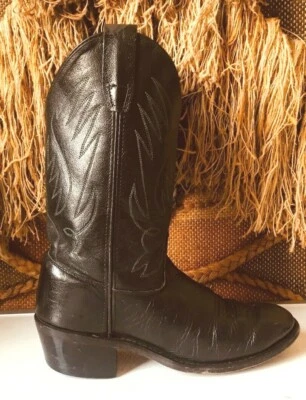 Old West Black Leather Cowboy Boots Youth Size 5.5 Style CCY1110G - Image 1 of 4