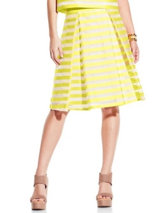 NWT Vince Camuto Womens Chiffon Box Pleat Striped Skirt Size 4 (1394) - Image 1 of 4