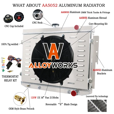 3 Rows Radiator+Fan Shroud For 1973-1978 Dodge Coronet/Chrysler Newport Mopar V8 - Изображение 1 из 4