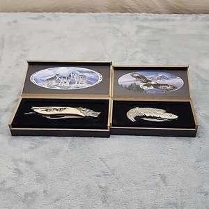 Decorative Eagle Head Knife & Wolf Pack Knife in Wooden Box Set - Picture 1 of 6