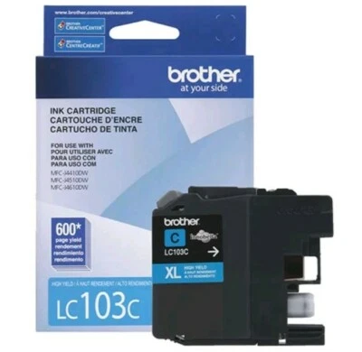 Brother LC103C Innobella High-Yield Ink Cyan Expires 8/2023 - Image 1 of 4