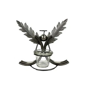 Schöner Metall Engel Kerzenständer Halter Metall Silber Finish 10,5"x9"x4,75" - Bild 1 von 8