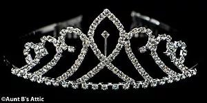 Tiara Silber Strass & Metall Prinzessin, Königin oder Debütant Kostüm Kopfstück - Bild 1 von 1