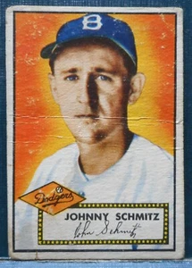 1952 Topps 136 Johnny Schmitz Brooklyn Dodgers Pitcher Free Shipping - Bild 1 von 2