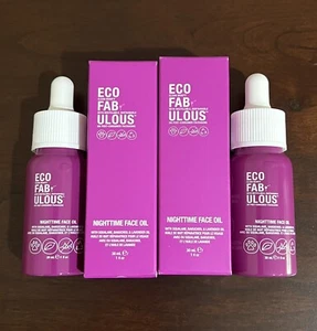 2x ECOFABULOUS Night Time Face Oil Squalane Bakuchiol & Lavender Oil Vegan NEW - Picture 1 of 5