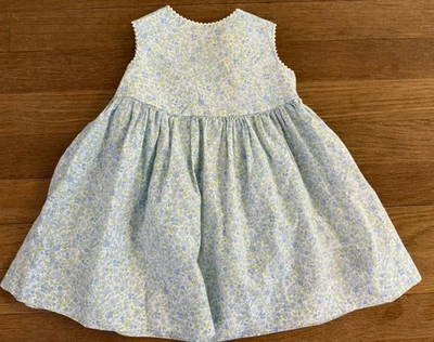 Papo D’Anjo Girls Size 18 Mos White Blue Green Floral Dress Adjustable Back EUC - Image 1 of 4