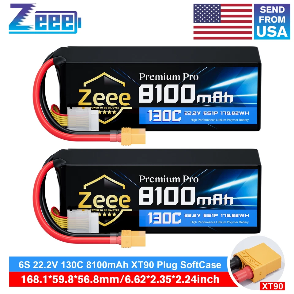 2 x Zeee 22.2V 130C 8100mAh 6с Lipo аккумулятор XT90 ультранизкое внутреннее сопротивление - Изображение 1 из 4