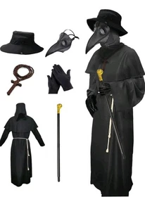 NEU NICCEX KOMPLETTES SCHWARZES PESTARZTKOSTÜM FÜR ERWACHSENE GRÖSSE LARGE - Bild 1 von 5