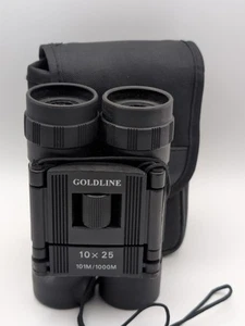 Goldline Binoculars 10x25 Compact Lightweight Pocket Black Bird Watching - Picture 1 of 9
