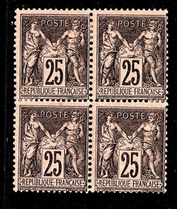 + COTE 500E / bloc de 4 du No97 NEUF 2C SAGE TYPE II N SOUS U QUASI LUXE / SIGNE - Picture 1 of 2