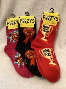 3 paia di calze Foozys mamma novità da donna ~ nuove con scatola ~ #1 mamma super mamma ~ donne - Foto 1 di 11
