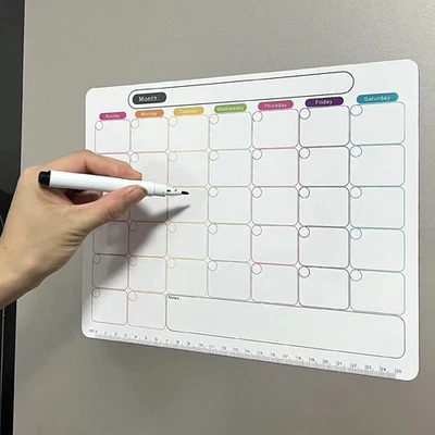 Magnetic Monthly & Weekly Planner Whiteboard Fridge Calendar Note Board - Image 1 of 4