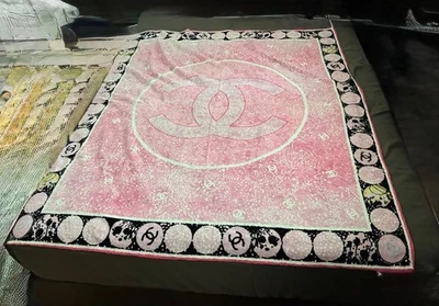 CHANEL Large Beach Bath Towel Pink Floor Mat Coco Cotton 132x150cm - Image 1 of 3
