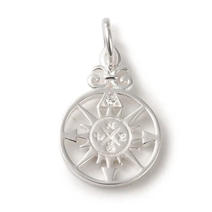 925 Sterling Silver Cubic Zirconia Compass Charms/Pendants 15x10x1mm Hole:3m - Picture 1 of 3