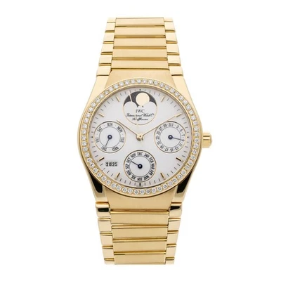 IWC Ingenieur Perpetual Calendar Yellow Gold Diamond Auto Watch 34mm IW3540-01 - Image 1 of 4