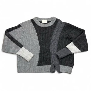 Aritzia Wilfred Womens Gray Colorblock Cable Knit Merino Wool Sweater Size M - Picture 1 of 7