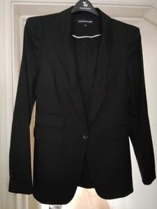 Black Warehouse Jacket Size Women 14 Padded Shoulder - Picture 1 of 9