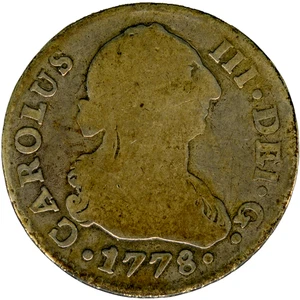 ☆ SPANISCHES SILBER • 2 ECHTE 1778 • SEVILLA CF • CARLOS III ☆ SPANIEN HISPANIC ☆D0551 - Bild 1 von 4