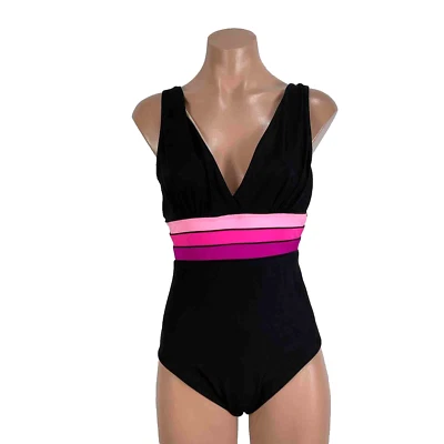 Traje de baño sin mangas Longitude 10 rosa multicolor negro a rayas inmersión profunda Foto 1 de 4