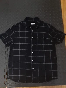 Saturdays NYC schwarz Fensterscheibe Karomuster Kragen Hemd Herren Größe Small - Bild 1 von 4