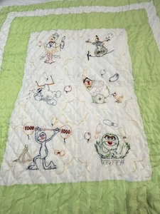 Sesame Street Hand Stitch Embroidered Throw Blanket Quilt 51" x 61" Big Bird - Picture 1 of 20