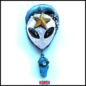 Dark Gothic Jewelry Punk Talisman Necklace Amulet Pendant Alien Moon Star Stones - Picture 1 of 24