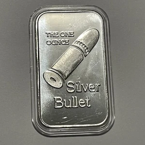 Silver Bullet Vintage Collectible Medal 1 Troy Oz .999 Fine Silver Ingot Bar 999 - Picture 1 of 10