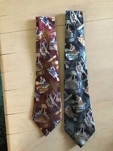 Lot (2) Mens Vintage Basketball Sports Silk Neckties FREE SHIPPING! MAKE OFFER! - Picture 1 of 2