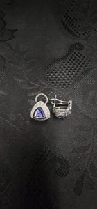 14k White Gold Earrings w/ Purple Stone - Picture 1 of 2