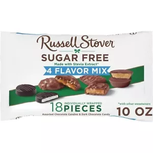 Mezcla de caramelos Choco con 4 sabores Astd sin azúcar Russell Stover, 10 oz. bolsa - Pack de 3 - Imagen 1 de 1